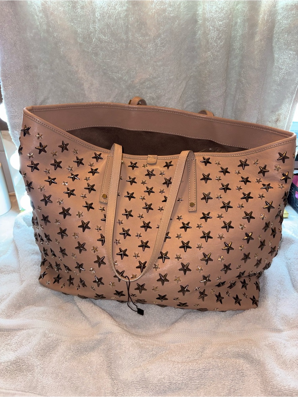 Jimmy Choo Studded Star Tote Bag in Blush Pink Authentic